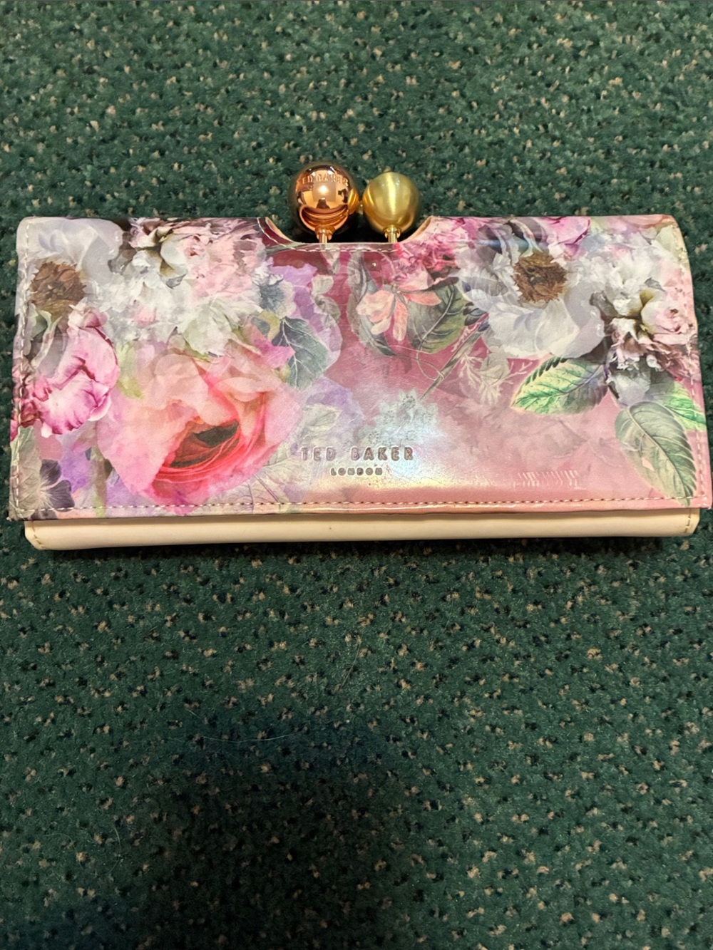 Ted Baker Pink Floral Patent Clasp Wallet